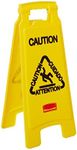 Rubbermaid Commercial Products Multilingual Caution Sign, 26-Inch, Yellow, 2-Sided, High Visibility Floor Warning Sign for Office/Restroom/Restaurant/School/Business/Hospital/Distribution Facility