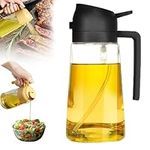 2 in 1 Oil Dispenser and Oil Sprayer, 2024 New Olive Oil Dispenser 470ml, Oil Spray Bottle for Cooking Olive Oil Dispenser Spray for Kitchen (Black)