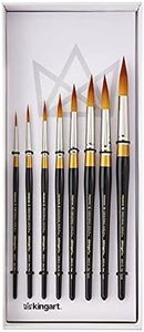 KINGART Premium Original Gold Series Handcrafted Golden Taklon Multimedia Artist Brushes, Gift Box, Set of 8 (sizes: 2,4,6,8,10,12,14,16) Oil, Acrylic, Watercolor, and Gouache Paints