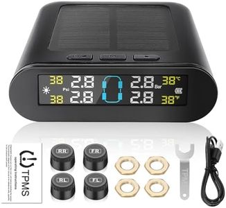 Liwogi TPMS Système de surveillance de la pression des pneus solaire avec mode alarme Moniteur de pression des pneus sans fil avec 4 capteurs pour voiture, berline, camping-car, SU, température de