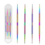 Nail Dotting Tool, 4 PCS Professional Nail Art Dotting Tool Stainless Steel Dotting Pen Tool Nail Art Kit for Painting Nail Design Pattern Embossing Art Dot Tools Rhinestone Picker Tool Pottery Tool