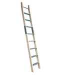 DIYHD ASR 108" Home Office Rolling Library Ladder Unfinished Pine Wood Loft Ladder with Metal Step