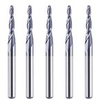 SpeTool 5 Pieces 0.75MM Tip Radius (1.5mm Diameter) Tapered Ball Nose Carbide Router bits 1/8 inch Shank for Wood Carving 3D Engrave with TiAlN Coated