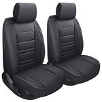 SPEED TREND Car Seat Covers – Premium PU Leather for Ultimate Comfort & Protection, Easy Installation and Universal Fit for Most Cars SUVs Trucks (ST-001 Front Pair, Black)