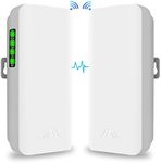 eoqo Wireless Bridge, 5.8GHz Outdoor Point to Point Access Point PTP/PTMP Plug & Play CPE Network 100Mbps 2KM Long Range WiFi Extender with 12DBI High Gain Antenna, POE Power Adapter, 2PCS Ethernet Cables