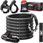 DAYDOOR Kinetic Recovery Rope, Recovery Rope, Kinetic Tow Rope, Extreme Duty 30% Elasticicty Energy Snatch Rope,1" x 30ft, with 2 Soft Shackles