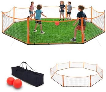 KuroShine 15 ft × 2ft Gaga Ball Pit for Kids 4 to 12 Years Old Portable Gaga Ball Court with Carry Bag, 2 Gaga Balls, 8 Wind Ropes & 24 Ground Indoor/Outdoor School, Camp or Home Use