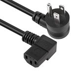 GELRHONR 90 Degrees 3 Prong AC to IEC320 C13 Power Cord,10A 125V Down Angle NEMA 5-15P to C13 Universal Power Cable for Notebook Computers, TV, Monitors-4.9Ft (Blcak-Left C13)