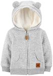 Simple Joys by Carter's Baby Hooded Sweater Jacket with Sherpa Lining Fleece, Grey, 3-6 Months