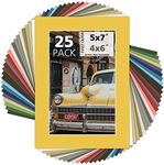 MBC Mat Board Center, Pack of 25, 5x7 for 4x6 Mixed Color Photo Picture Mats - Acid Free, 4-ply Thickness, White Core - for Pictures, Photos, Framing