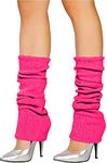 The Fancy Dress Angies Fashion Luxurious Ladies 80's Dance Plain Ribbed Leg Warmers Neon Leg warmers in Hot Pink 12 Colours (Pink)