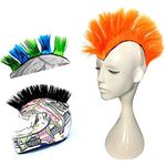 MOVKZACV Helmet Mohawk Wigs,Motorcycle Helmet Mohawk Synthetic Wigs,Adhesive Mohawk for Motorcycle Helmet Hawks Helmet(Orange)