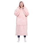 Kpblis Wearable Blanket Sweatshirt, Giant Blanket Hoodie for Women and Men, Cozy Blanket with Sleeves and Large Front Pocket for Adults, Teens (Pink)