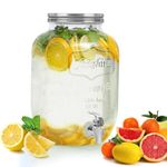 ABOUT SPACE 4 Litre Glass Juice Dispenser - Water Pitcher for Detox Water - Mason Jar - Counter Table Top Infused Water & Beer Dispenser- Air Tight Lid Pitcher for Home & Kitchen Glassware, Restaurant
