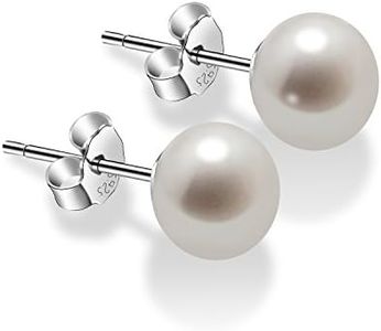 Boucles d'Oreilles Perles Clous Fantaisie Bijoux Femme en Perle Blanche d'Eau Douce et Argent 925 Classique et raffiné idée cadeau noel femme par VIKI LYNN