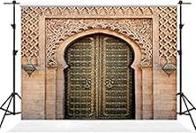 KIKIDOR 9x6ft Morocco Palace Door Backdrop Middle Eastern Style Architecture Palace Entrance Photography Background Child Birthday Baby Shower Party Supplies Morocco Holiday Party Photo Studio Props