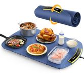 Electric Warming Tray - Upgraded 8 TEMP Setting Food Warming Mat, Full-surface Heat in 5s, 4 Hours Auto-off, Child Safety Lock, Foldable Food Warmers for Buffet Server Party, 65 * 40 * 1.5cm