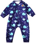 Swimbubs Baby Swimming Warm Suit Boys Fleece Lined Wetsuit Girls UV UPF50 Sun Protection Swimsuit (6-12 Months, Blue Whale)