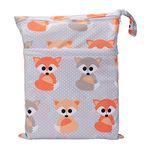 Sigzagor Medium Wet Dry Bag Baby Cloth Diaper Nappy Insert Bag Reusable Washable With Two Zippered Pockets … (Baby Fox)