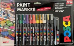 Posca Pens PC-3M Acrylic Felt Tip Coloured Permanent Paint Markers for Adults and Kids. Perfect for Colouring, Fabric, Graffiti, Watercolour, Outline Drawing, Window and Glass Art. 12 Pack