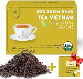 SACHS TEA 1773 Premium Organic Snow Shan Red Tea (3.52oz - 100 servings) - 100 Percent USDA Organic Certified | High Caffeine, Bold & Flavorful, Suger free, Vegan, NonGMO | Bonus 3 Tea Bags | Direct