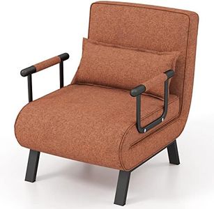 KOMFOTT Convertible Sleeper Chair Bed, 4-in-1 Folding Sofa Bed with 6-Position Adjustable Backrest, Upholstered Chaise Lounge with Removable Pillow, Leisure Recliner Lounge Couch (Coffee)