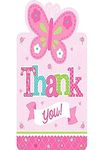 Amscan Appealing Welcome Little One Girl Postcard Thank You Cards Baby Shower Party Supplies, 4-1/4 x 6-1/4", Pink/White/Green/Blue