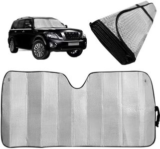 GWUSKDT Car Windshield Sunshade-Thicken 5-Layer Bubble Block Heat and Sun UV Rays, Front Windshield Sun Shade- Keeps Your Vehicle Cool - 58 x 27.5 Inch … (New Silver)