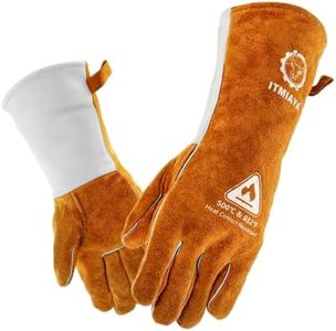 ITMIAYA® Premium Welding Gloves 16 Inch 932℉ XL Heat Resistant Leather Work Gloves Heavy Duty Durable Stitch Guard Fireproof for MMA/MIG/TIG/Forge/BBQ/Garden Work/Woodworking/Fireplace