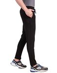 FITINC Dobby Stretchable Black Trackpant for Men with Two Zipper Pockets