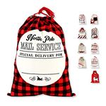 LessMo Christmas Santa Sack, Large Christmas Canvas Gift Bag with Drawstring, [Place to Write Wishes] Reusable Personalized Best Gift, for Xmas Package Storage, Christmas Party Supplies Favors