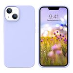 GUAGUA Case for iPhone 14, iPhone 14 Phone Case Liquid Silicone Soft Gel Rubber Slim Thin Microfiber Lining Cushion Texture Cover Shockproof Protective Phone Case, Light Purple