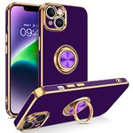 BENTOBEN iPhone 14 Plus Case, Phone Case iPhone 14 Plus 6.7", Slim Fit Kickstand Ring Holder Shockproof Protection Soft TPU Bumper Drop Protective Girls Women Boy Men iPhone 14 Plus Cover, Deep Purple