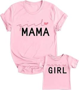 Mommy and Me Outfits Matching Mommy and Daughter Shirt Girl Mom Shirt Cute Summer Family Clothes Pink