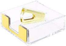 Clear Acrylic Body Bright Yellow Gold Tone Self-Stick Note Pad Holder N Staples Remover Set for Desk Accessories Workspace Organizers