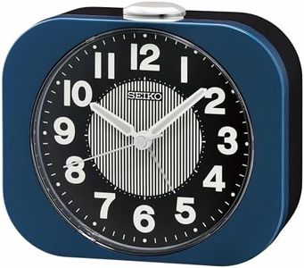 Seiko Kyoda II Non Ticking Bedroom Alarm Clock, 4 Inch, Metallic Blue