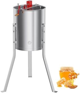 GarveeLife Manual Honey Extractor 4 Frame, Stainless Steel Honeycomb Spinner with Adjustable Stand & Clear Lid, Beekeeping Extraction Equipment for Pro Apiary, Durable Honey Drum Centrifuge