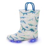 Kids Toddler Light Up Rain Boots Boys Waterproof Outdoor Glitter Rain Shoes with Easy Wear Handles Size 8