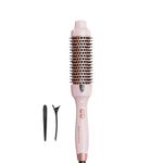 Wavytalk Thermal Brush, Heated Hot Brush for Hair Styling 38mm Ionic Thermal Round Iron for Blowout Express, Heated Curling Iron Create Natural Curls, Dual Voltage and UK Plug, Pink