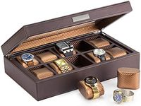 HOUNDSBAY Mariner Mens Watch Box Storage Case Holder, Watch Box for Large Watches, PU Leather Watch Box Organizer for Men, Watch Case for Large Watches, Wrist Watch Display Case, Watch Case Box Men