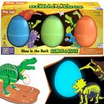 Imagimake Mapology Glow In The Dark Dinos & Egg - Set Of 3 Eggs |3D Dinosaur Puzzle For Kids | Build And Play With Glowing Dinosaur Toys | Birthday And Return Gifts For Kids Ages 5,6,7,8,9,Multicolor