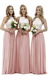 Lecureler Long Lace Prom Bridesmaid Dress Blush Size 8