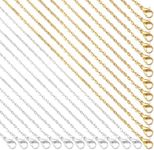 Forise 24 Pack Necklace Chains Bulk 2mm Gold and Silver Alloy Cable Links Chains for DIY Jewelry Making 18 Inches