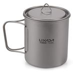 Lixada Ultralight Titanium Portable Titanium Water Cup with Lid and Folding Handle Outdoor Camping Kitchen Picnic