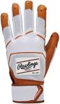 Rawlings Baseball Adult Battery Gloves Patch Logo Batting Gloves WH22BG Camel/White USA L