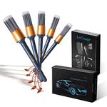 LitOrange Car Detailing Brush Set, 5 Pcs Different PET & PPT Mixed ​Fiber Plastic Handle Automotive Detail Brushes for Cleaning Interior, Exterior, Wheels, Rims and Leather