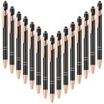 Aozora 15 Pieces Retractable Ballpoint Pens Black Ink 1.0 mm with Stylus Tip Touch School Office Decor Supplies Pretty Aesthetic Pens (Black&Gold)