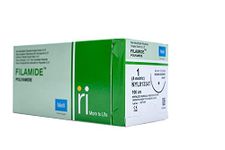 Meril Filamide (Polyamide) Suture NYL01 3347 | Synthetic Non- Absorbable Monofilament | Nylon 0-1 Black Suture Length-100 cm | 40mm ½ Circle Round Body Needle |Training Purpose Suture Thread for Medical Students Resident Doctors | Pack of 12