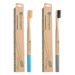 Now Organic - Living a Conscious Lifestyle Premium Multicolour Natural Bamboo Toothbrush With Sensitive Gentle Soft Bristles Adult Pack Of (2) - Manual