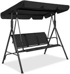 Best Choice Products 2-Seater Outdoor Adjustable Canopy Swing Glider, Patio Loveseat Bench for Deck, Porch w/Armrests, Textilene Fabric, Steel Frame - Black